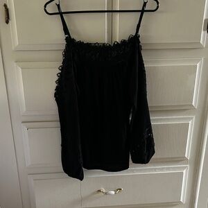 Elegant Black Lace Trim Women's Top